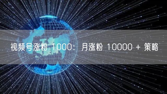 视频号涨粉 1000：月涨粉 10000 + 策略